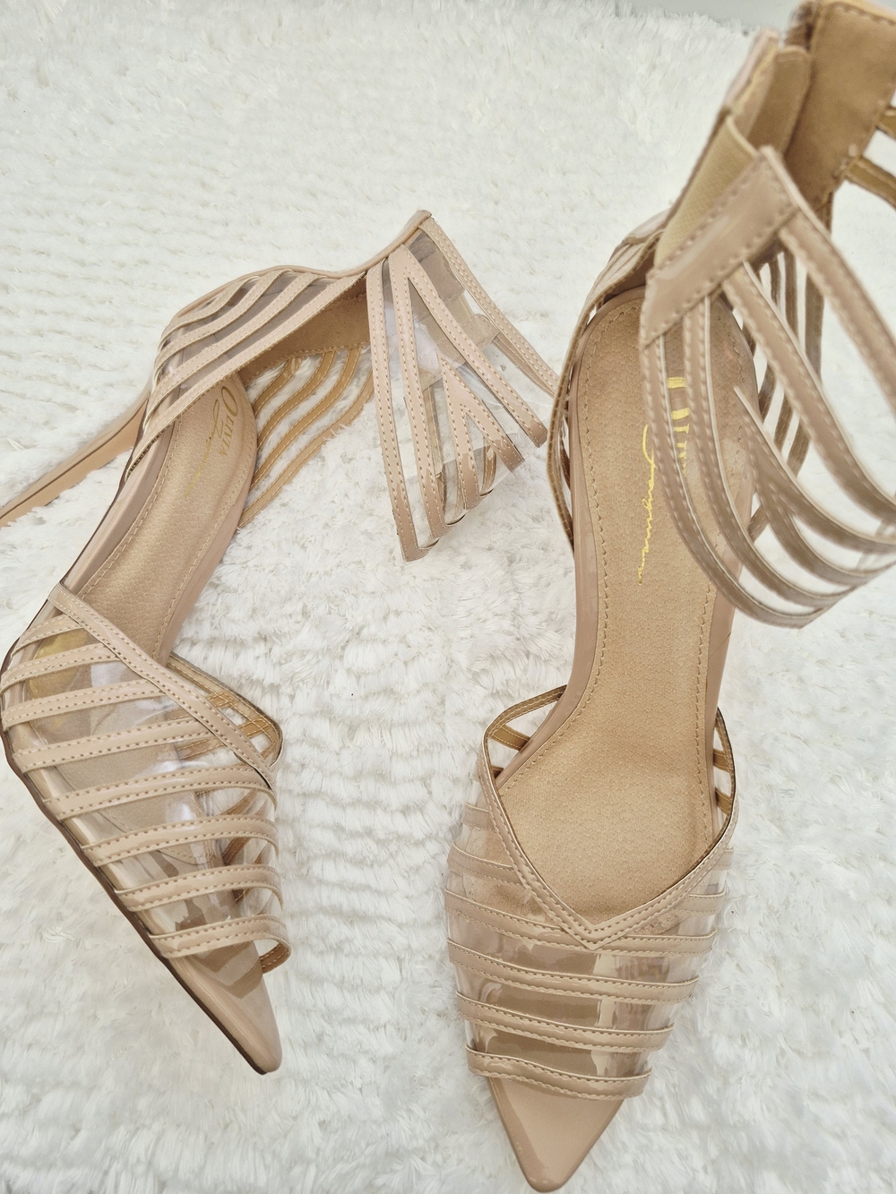 Nude Transparent Pointed Toe Heels